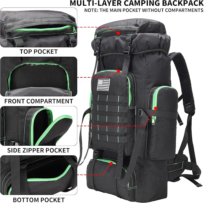 Hiking Backpack for Men 70L/100L Camping Backpack Military Rucksack Molle 3 - Image 3
