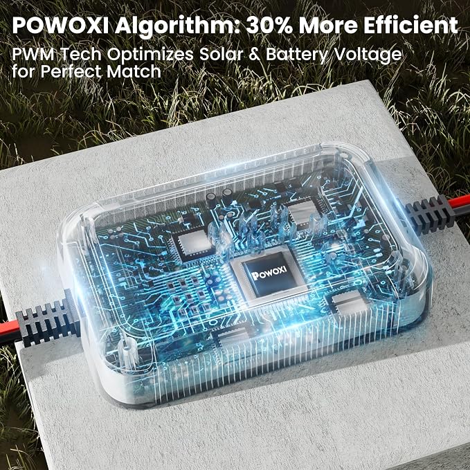 POWOXI-Upgraded-20W-Solar-Battery-Charger-Maintainer, External Smart 3-Stages - Image 4