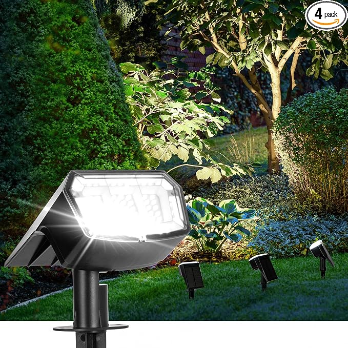 AUDERWIN Solar Spot Lights Outdoor Waterproof 4 Pack IP65, 63 LED 3 Lighting by AUDERWIN
