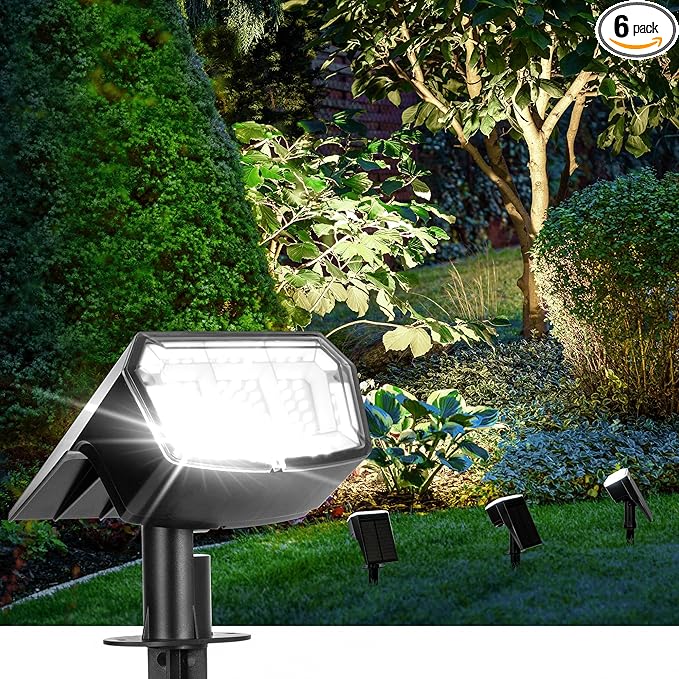 AUDERWIN Solar Spot Lights Outdoor Waterproof 6 Pack IP65, 63 LED 3 Lighting by AUDERWIN