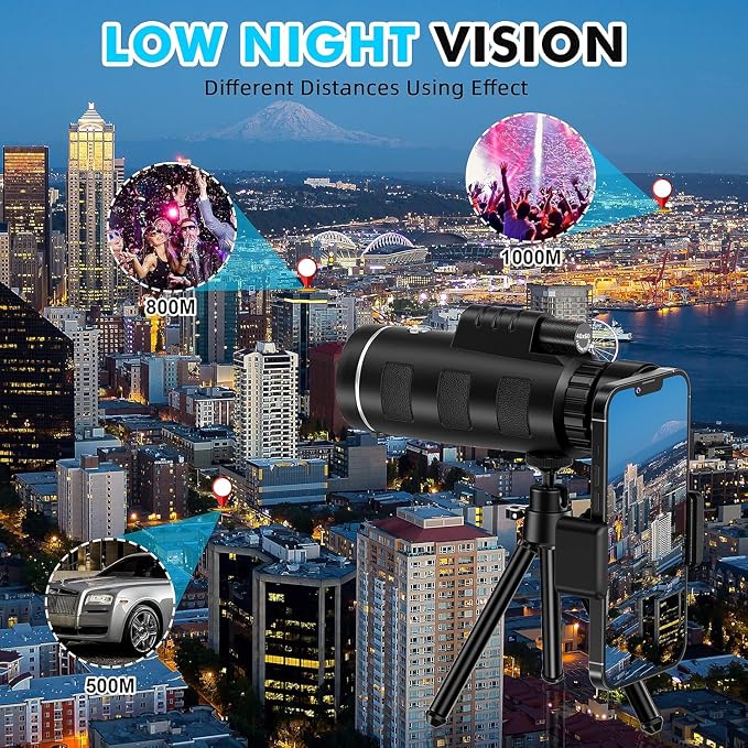 40x60 Monocular Telescope with Smartphone Adapter and Telescope Case High - Image 7