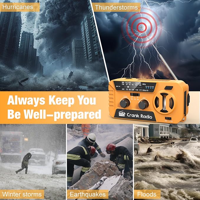 Emergency Weather Radio for Winter Storm, NOAA Weather Radio Hand Crank - Image 7