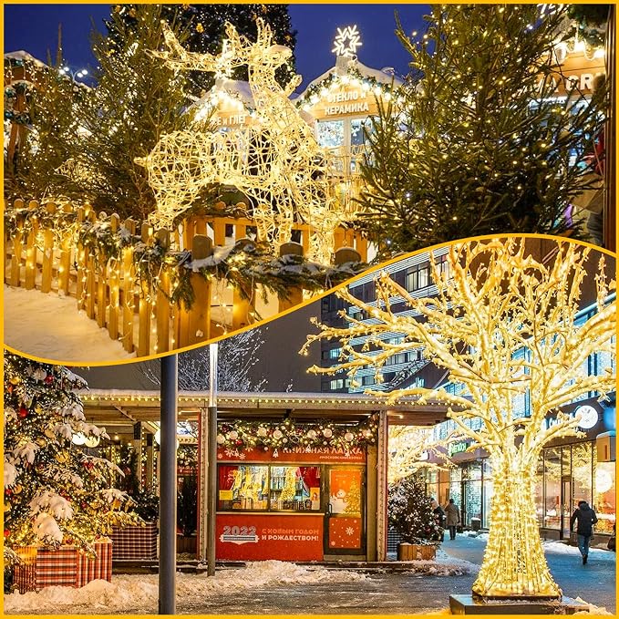 240LED 88Ft Connectable String Lights Indoor Outdoor Clear Wire | Warm White - Image 4