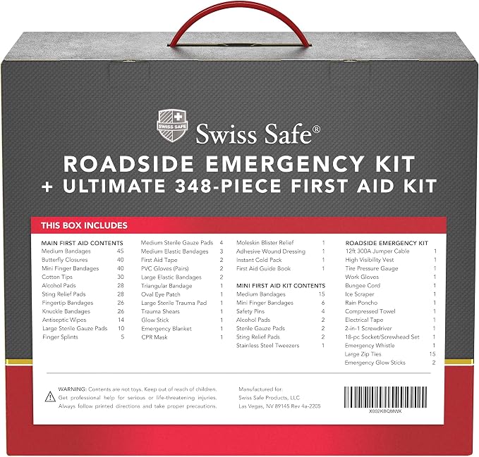 Swiss Safe 2-in-1 Car Emergency Kit | 12-FT Heavy-Duty Jumper Cables & - Image 9