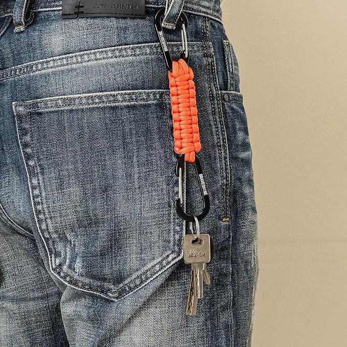 BRAVESHINE Paracord Keychain Carabiner Clip, D Ring Lanyard Hanger Stroller Hook - Image 6
