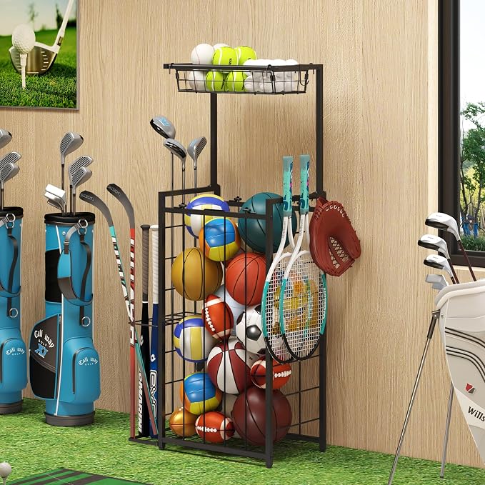 Sports Equipment Organizer, Small Garage Ball Storage Rack - Image 3