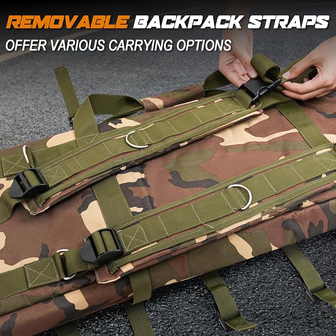 DULCE DOM 36 42 48 Inch Double Rifle Case, Tactical Soft Padded Backpack - Image 5