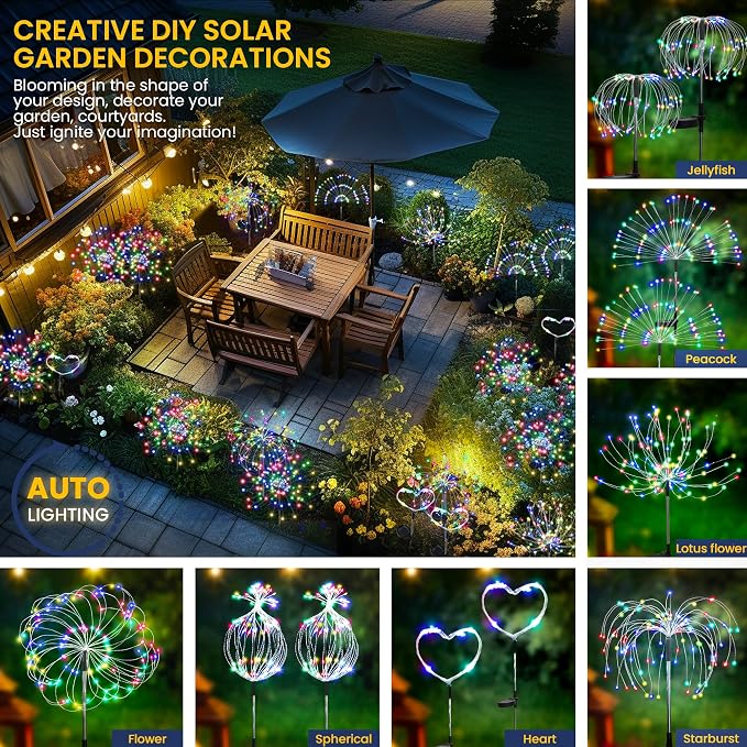 GIGALUMI Garden Decor Outdoor Lights 120LED 2Pack, Solar Garden Lights Outside - Image 7
