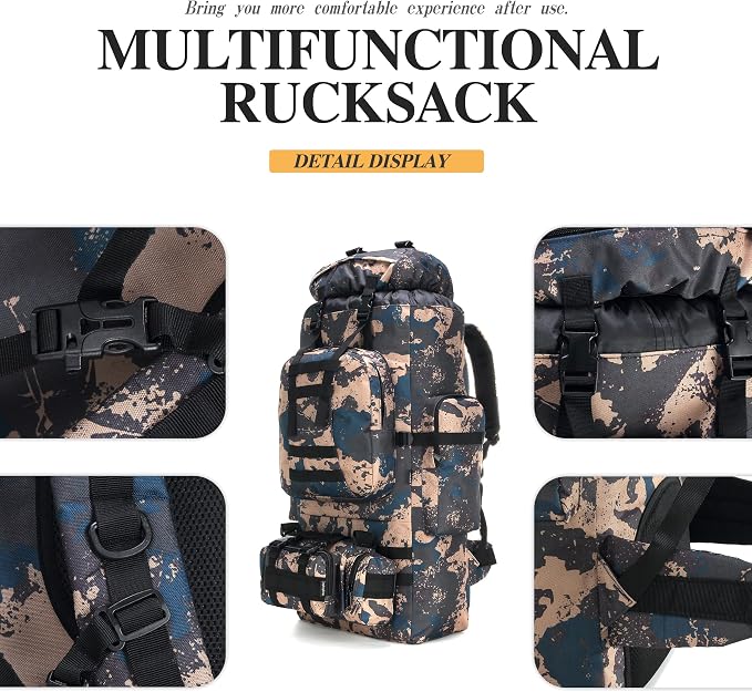 100L Camping Hiking Backpack, Molle military Tactical rucksack backpack - Image 3