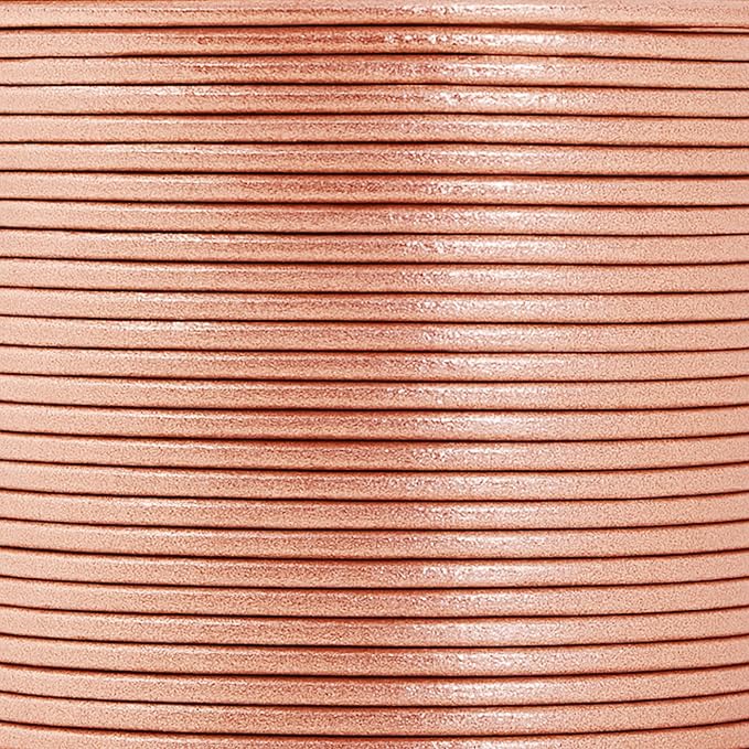 Mandala Crafts Round Genuine Rose Gold Leather Cord - Image 3