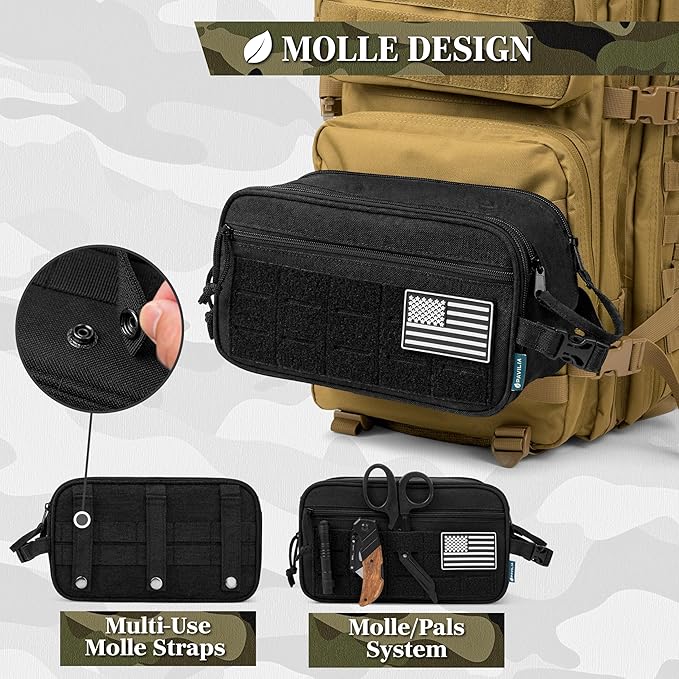 PAVILIA Tactical Toiletry Bag for Men, Travel Hygiene Bag, Military Gear Dopp - Image 5