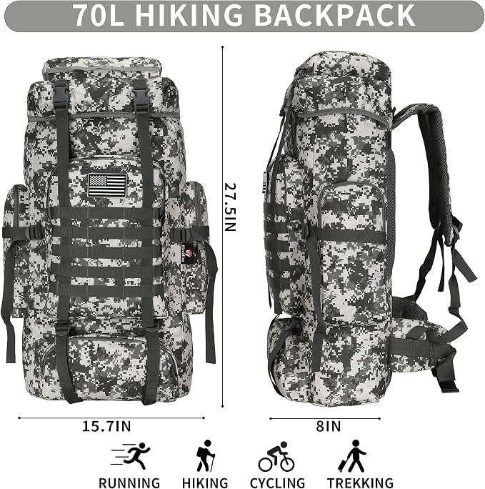 Hiking Backpack for Men 70L/100L Camping Backpack Military Rucksack Molle 3 - Image 2