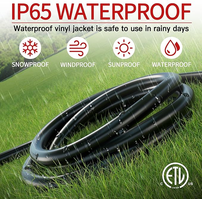 15 FT 14/3 Extension Cord Outdoor, Heavy Duty Weatherproof & Flame Retardant - Image 7