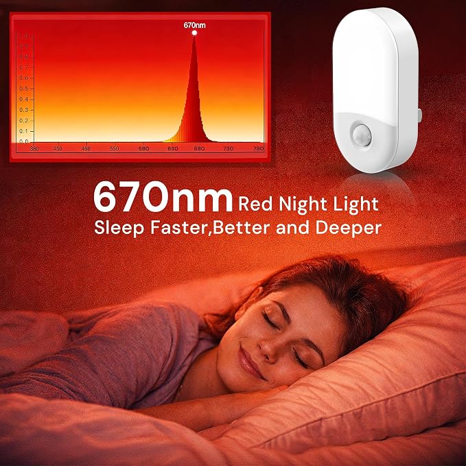 L LOHAS LED Red Night Light Plug in, Motion Sensor Night Light - Image 2