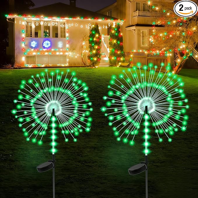 2 Pack 250LED Solar Garden Lights Outdoor, Dual Lighting Modes Firework Lights by Lanthium