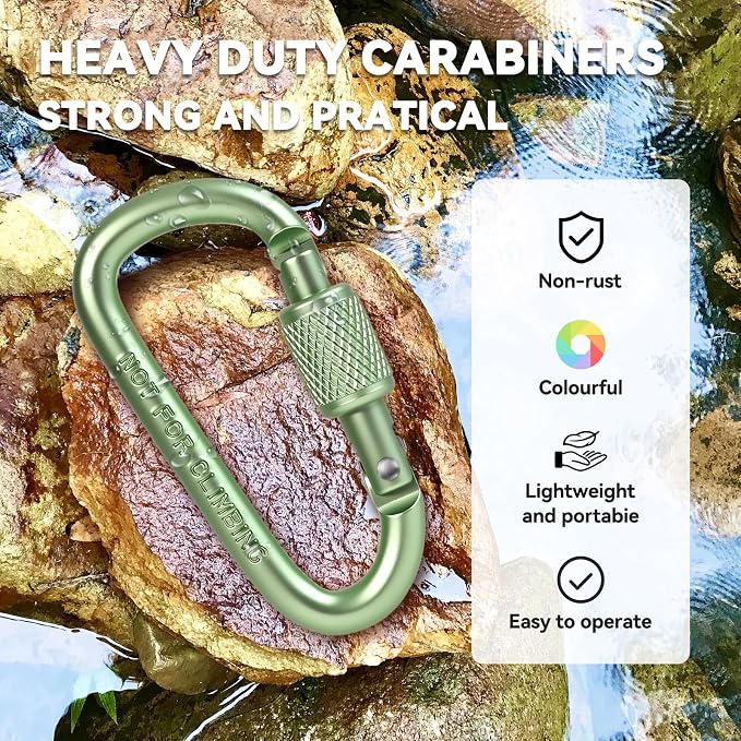 Carabiner Clip, Key Hooks for Keychain Aluminum D Ring Shape Carabiner - Image 8