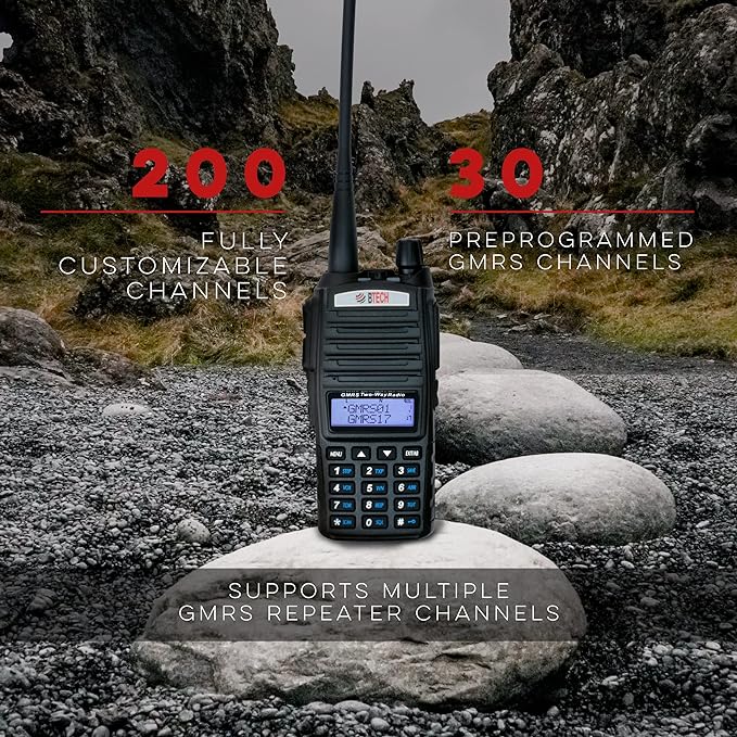 BTECH GMRS-V2 5W 200 Fully Customizable Channels GMRS Two-Way Radio. USB-C - Image 2