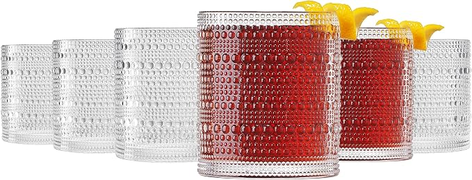 Plastic Hobnail Drinking Glasses Set of 6 Tritan Lowball Cups 14oz, - Image 6