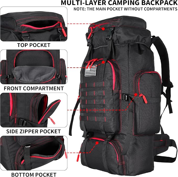 Hiking Backpack for Men 70L/100L Camping Backpack Military Rucksack Molle 3 - Image 3