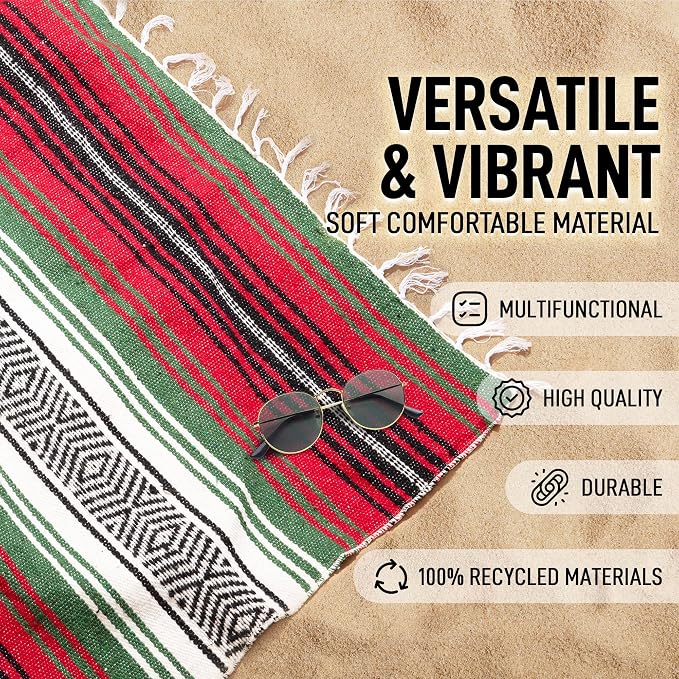 Hydration Nation Authentic Large Handwoven Mexican Blanket - Image 4