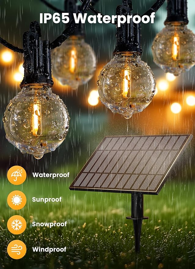Brightown 108FT 52LED Solar String Lights Outdoor - Image 3