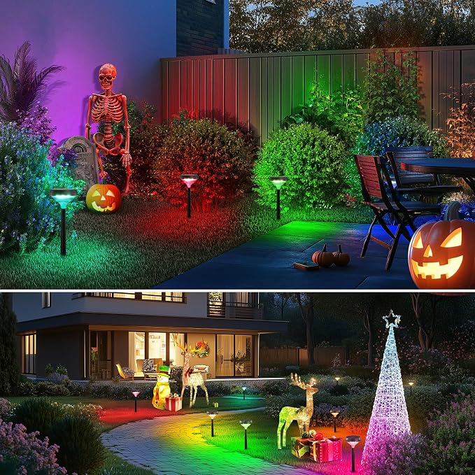 Linkind Solar Pathway Lights 8 Pack, Color Changing Solar Lights Outdoor - Image 8