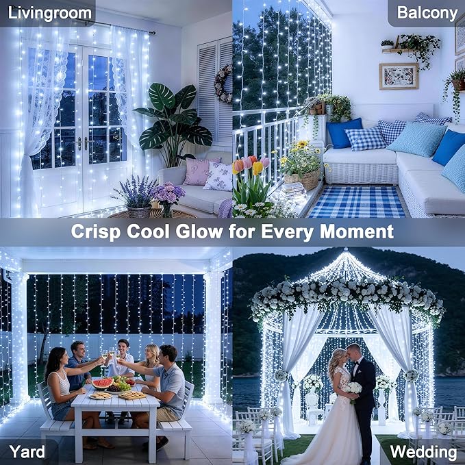 JMEXSUSS 9.5x29.5ft Curtain Lights Indoor Outdoor Decor - Image 5