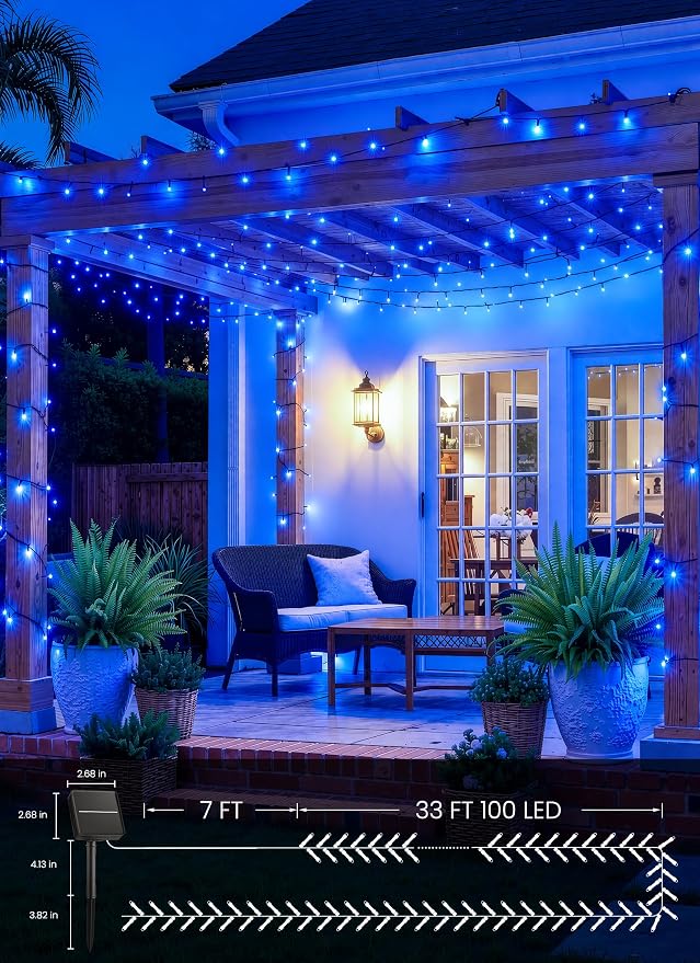 Brightown 2 Pack Solar String Lights Outdoor, Total 80FT 200 LED Solar Powered - Image 5
