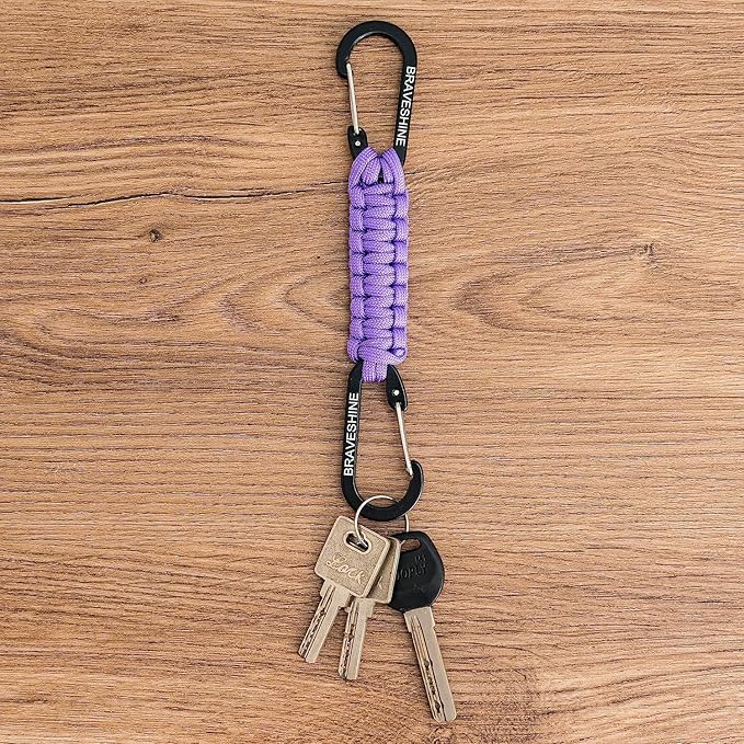 BRAVESHINE Paracord Keychain Carabiner Clip, D Ring Lanyard Hanger Stroller Hook - Image 5
