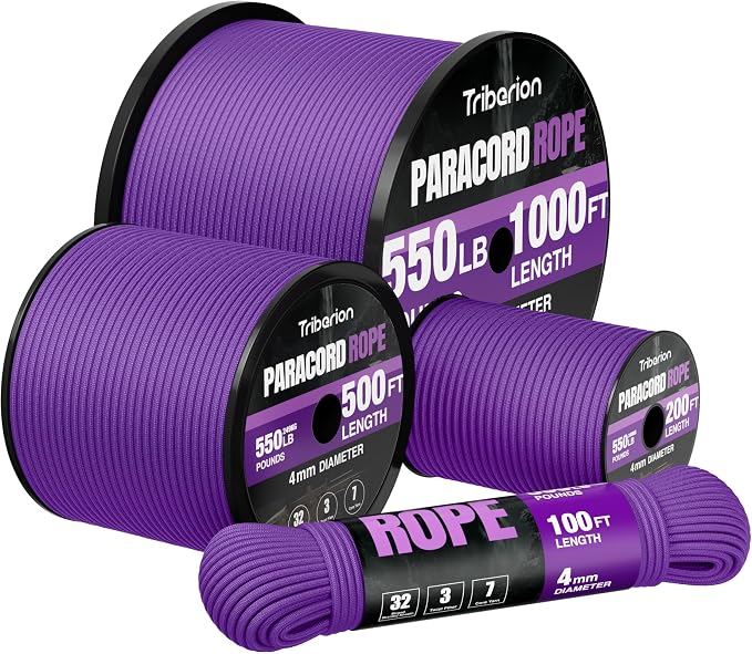 Paracord Rope 550 lb - 200ft 5/32" Parachute Cord 4MM 7-Strand para Cord - by Triberion