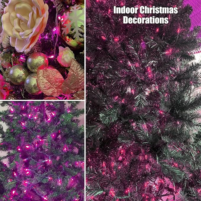 HISHINY Christmas Lights 100 Count Pink Christmas Tree String Lights - Image 5