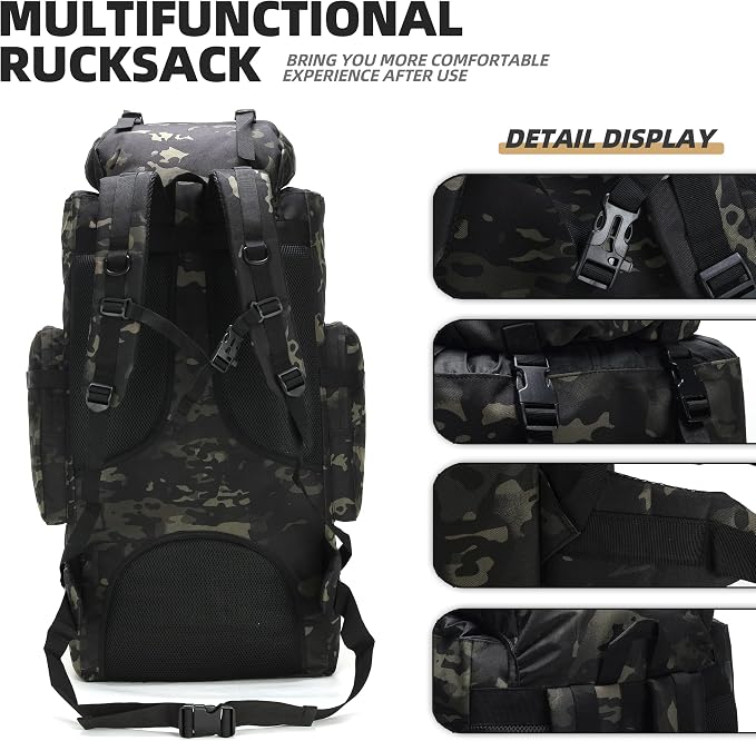 100L Camping Hiking Backpack, Molle military Tactical rucksack backpack - Image 5