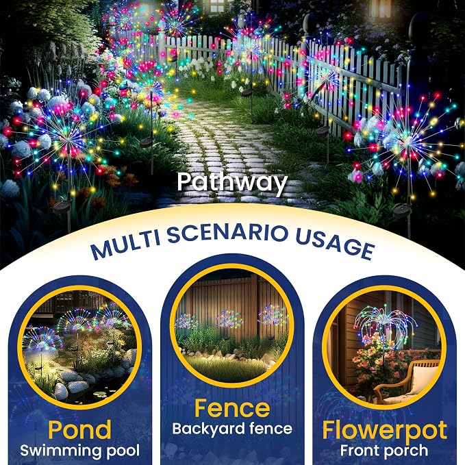 GIGALUMI Garden Decor Outdoor Lights 120LED 2Pack, Solar Garden Lights Outside - Image 4