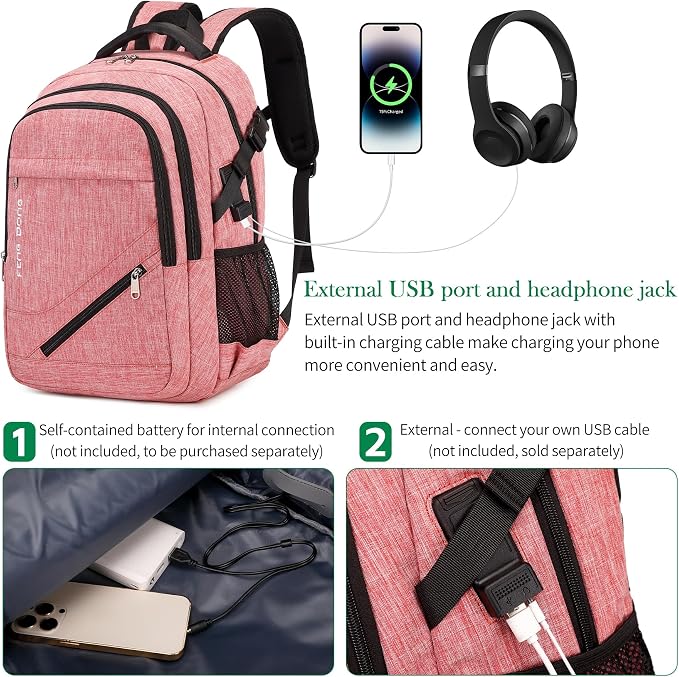 FENGDONG Large Laptop Backpack 17.3 inch Durable Waterproof Travel College - Image 5