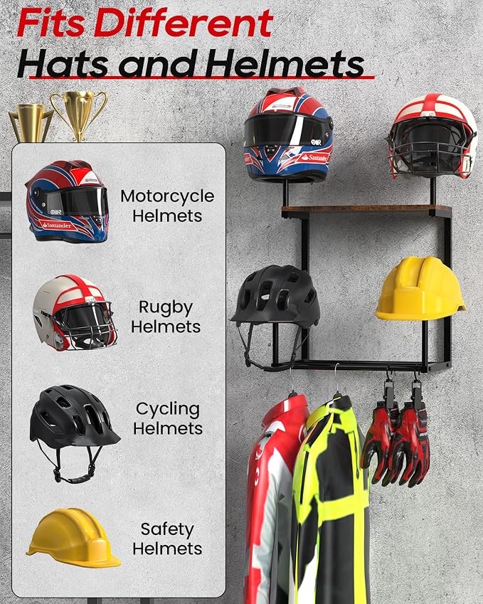 Motorcycle Helmet Holder Wall Mount, Helmet Rack - Image 2