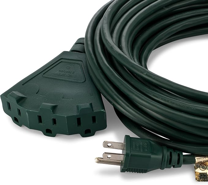 Holiday Lighting Outlet 50-Foot Green Extension Cord, 3-Prong Indoor & Outdoor - Image 2