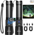 TrixHub Rechargeable Flashlights 2 Pack, Super Bright High Lumens Flash Light by TrixHub
