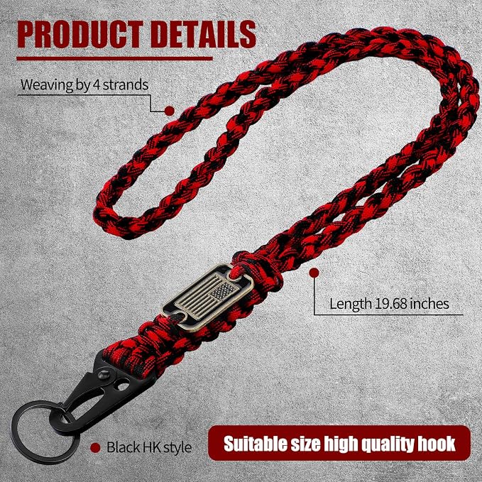 Frienda 2 Set Heavy Duty Paracord Lanyard Necklace Whistles Strap Braided 550 - Image 4