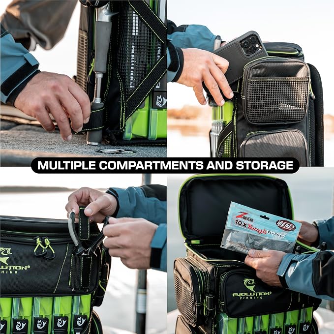 Evolution Fishing Drift Series Tackle Backpack, Outdoor Rucksack w/ 6 Fishing - Image 5