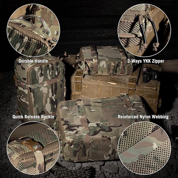 PETAC GEAR 3 PCS Tactical Modular Packing Cubes, Large Capacity Mesh Storage Bag - Image 6