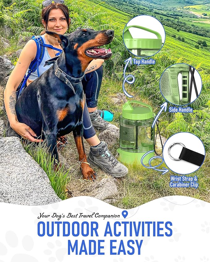 Portable Dog Travel Water Bottle, 77oz Large Portable Dog Water Bowl Dispenser - Image 7