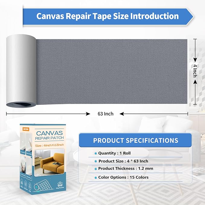 KING MOUNTAIN Canvas Repair Tape, Outdoor Gear Patch, 4×63 Inches, Waterproof - Image 4