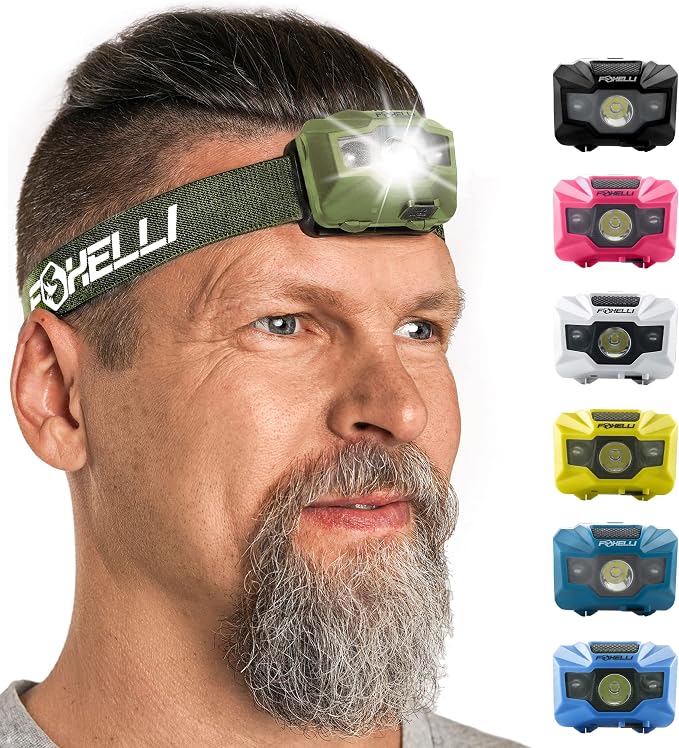 Foxelli USB‑C Rechargeable LED Headlamp – Ultra‑Light 2.4 oz & - Image 7