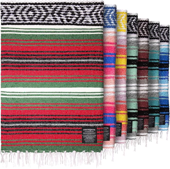 Hydration Nation Authentic Large Handwoven Mexican Blanket by ZulayKitchen