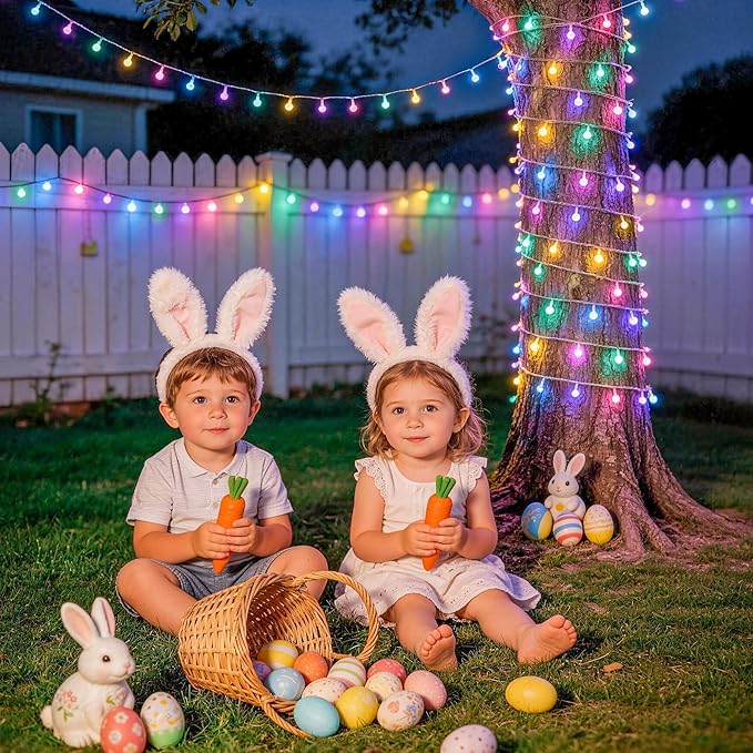 JMEXSUSS 100 LED Connectable Easter Lights String Indoor, 33 ft Globe String - Image 3