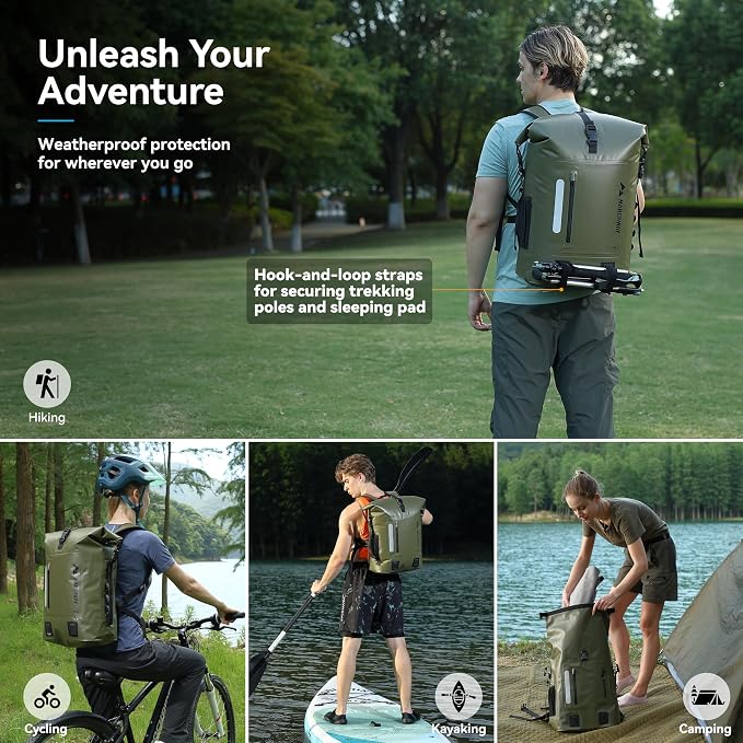 MARCHWAY Roll Top Waterproof Backpack, Floating Dry Bag 20L/30L/45L - Image 6