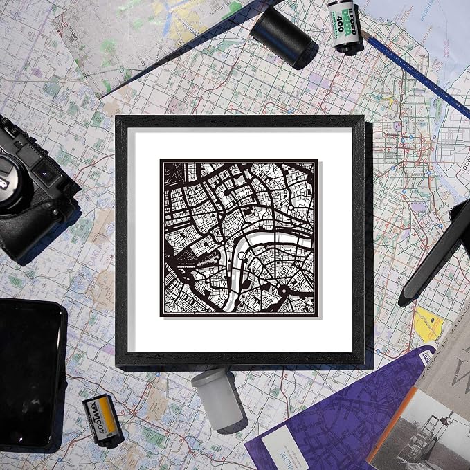 O3 Design Studio Washington D.C. Cut Map Framed, 9x9 inches, Paper Cutting Art - Image 6
