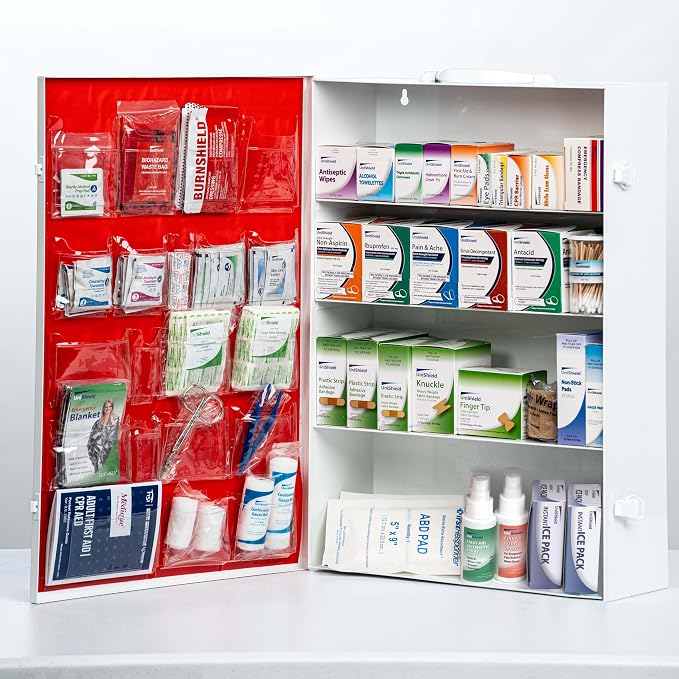 4-Shelf Metal 1st Aid Cabinet Class A, Large Capacity First Aid Wall Mount by HomePage