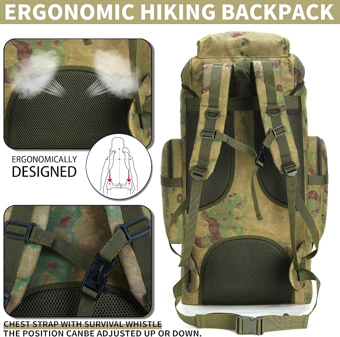 Hiking Backpack for Men 70L/100L Camping Backpack Military Rucksack Molle 3 - Image 5