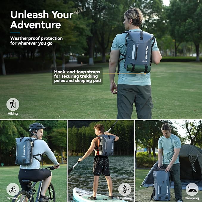 MARCHWAY Roll Top Waterproof Backpack, Floating Dry Bag 20L/30L/45L - Image 6